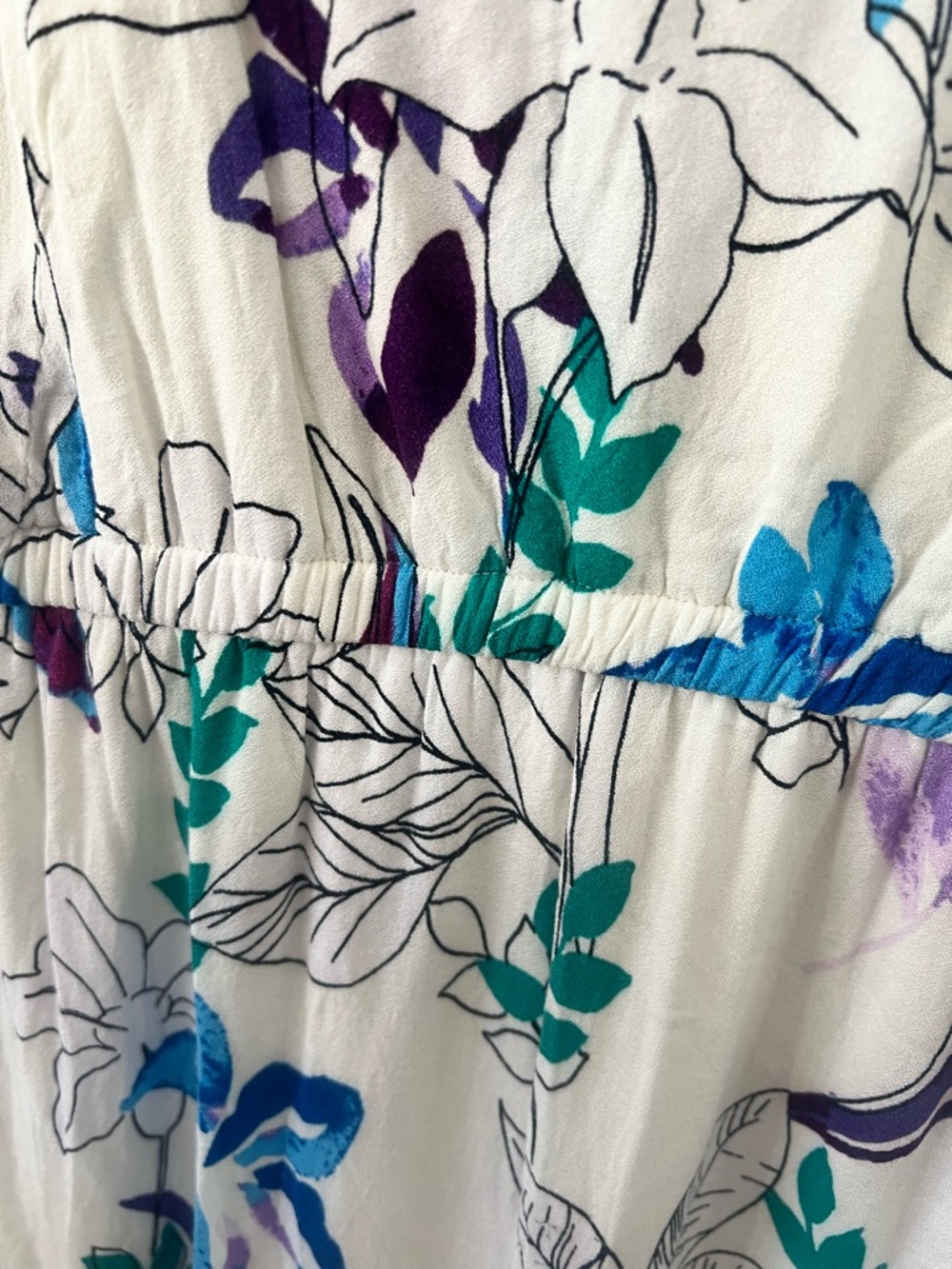 Ingrid & Isabel Maternity Floral High Low Dress Sz L Blue Green Flowy Boho - Picture 4 of 5